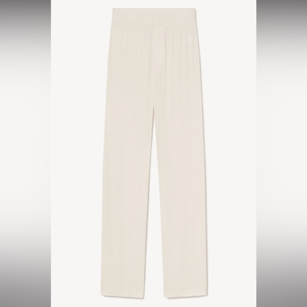 Eterne Egyptian Cotton Lounge Pant Size S Cream Straight Leg Soft Stretchy Chic - Picture 4 of 12